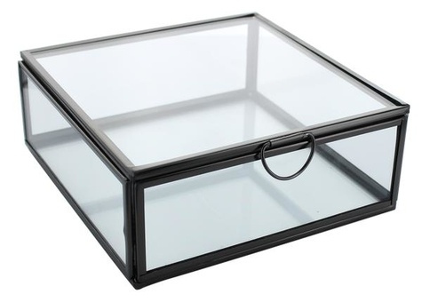Boîte en verre et métal Carrée 1 compartiment Noire