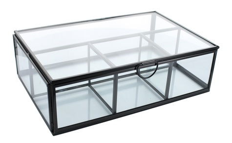 Boîte en verre et métal Rectangulaire 4 compartiments Noire