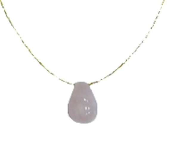 COLLIER QUARTZ ROSE BRIOLETTE FIL COTON DORE
