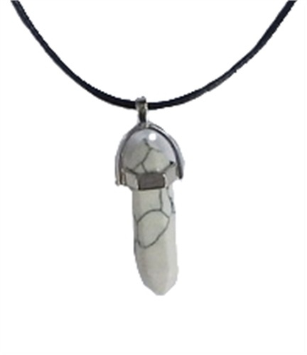 Collier Howlite Blanche Pointe Cordon noir