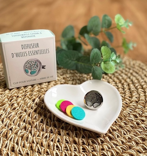 Diffuseur Clip pour Voiture Arbre de vie Argenté