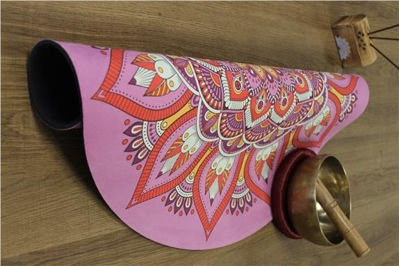 TAPIS DE MEDITATION ROND MANDALA ROSE