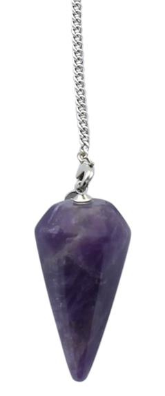 PENDULE CONE A FACETTES EN AMETHYSTE