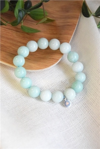 BRACELET AMAZONITE PERLES RONDES 12 MM