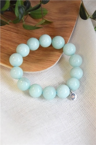 Bracelet Amazonite Perles rondes 14 mm