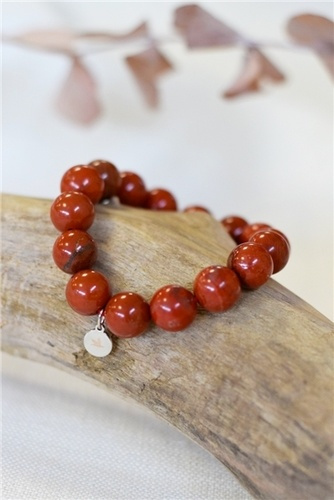 Bracelet Jaspe Rouge Perles rondes 12 mm