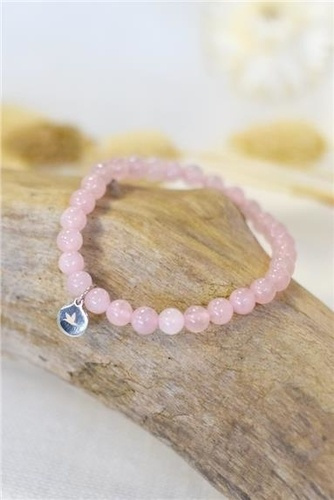 Bracelet Quartz Rose Perles rondes 6 mm