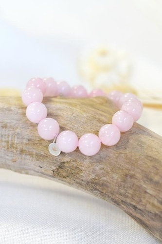 Bracelet Quartz Rose Perles rondes 12 mm