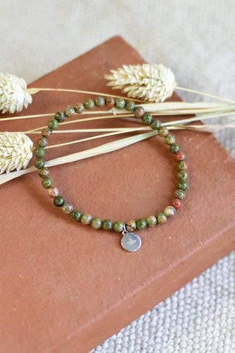 Bracelet Unakite Perles rondes 4 mm