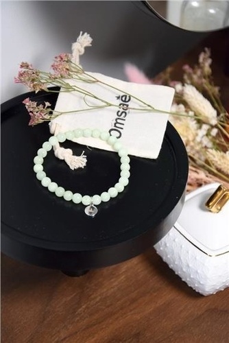 BRACELET JADE VERT PERLES RONDES 6 MM