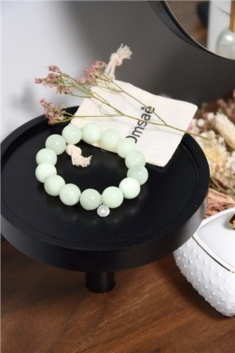 Bracelet Jade Vert Perles rondes 14 mm
