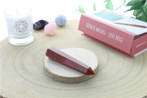 BATON DE MASSAGE FACETTE EN JASPE ROUGE