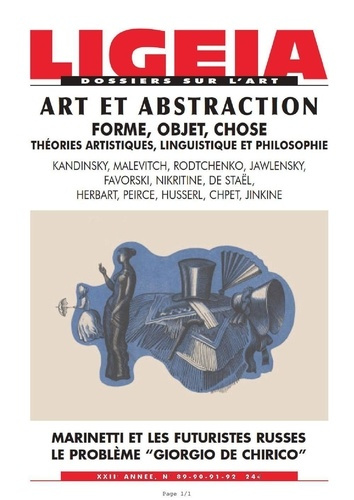 Ligeia N° 89-92 : Art et abstraction. Forme, objet, chose