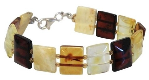 BRACELET AMBRE MULTICOLORE RECTANGULAIRE