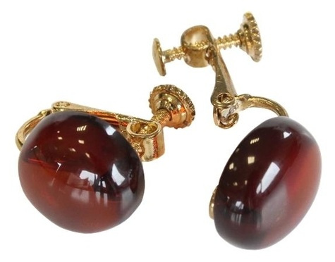 BOUCLES D'OREILLES BOMBEES EN AMBRE