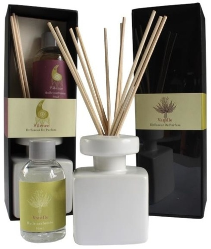 BOUQUET PARFUME CERAMIQUE BLANC- SET DE 2 SENTEURS (VANILLE ET SILENCE)