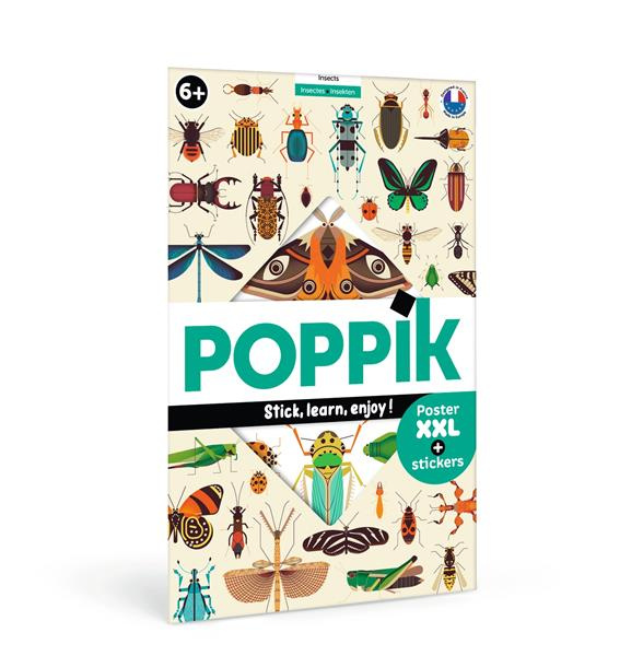 POPPIK LES INSECTES - 1 POSTER   44 STICKERS REPOSITIONNABLES