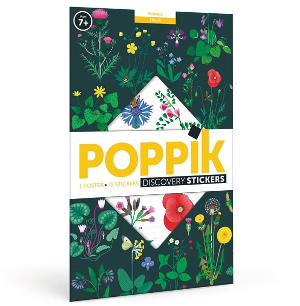 POPPIK LES FLEURS - 1 POSTER   72 STICKERS REPOSITIONNABLES