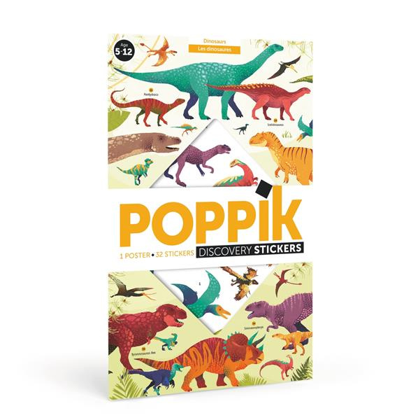 POPPIK LES DINOSAURES - 1 POSTER   72 STICKERS REPOSITIONNABLES