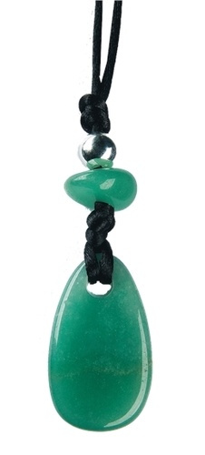 collier aventurine verte perle metallique cordon noir