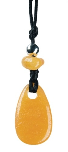 COLLIER CALCITE ORANGE PERLE METALLIQUE CORDON NOIR