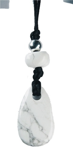 COLLIER MAGNESITE PERLE METALLIQUE CORDON NOIR