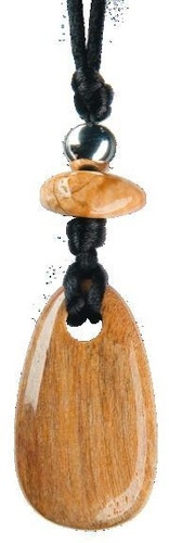 PENDENTIF PIERRE DE VERTU - BOIS FOSSILISE