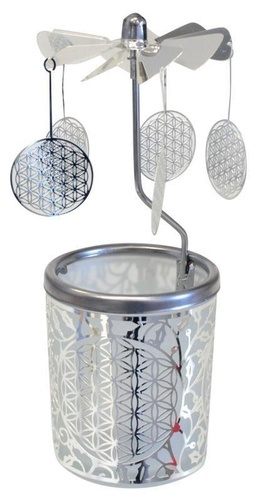 BOUGEOIR ROTATIF FLEUR DE VIE - METAL ARGENTE