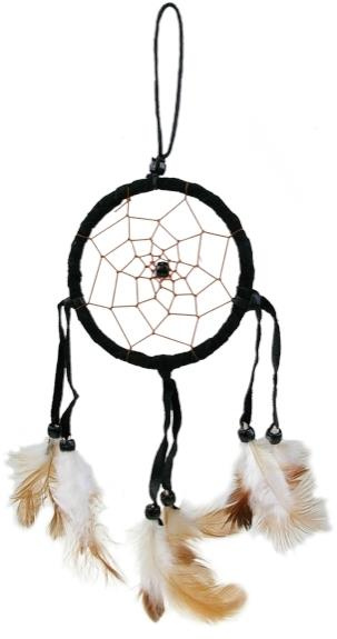 ATTRAPE-REVES NOIR PLUMES BEIGE - PM