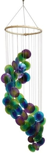 MOBILE COQUILLAGES - BLEU VERT ET VIOLET - SPIRALE - 80 CM