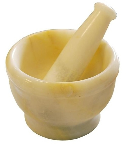 MORTIER & PILLON EN MARBRE BLANC CASSE