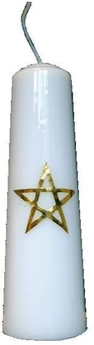 BOUGIE CONIQUE PENTAGRAMME - BLANC