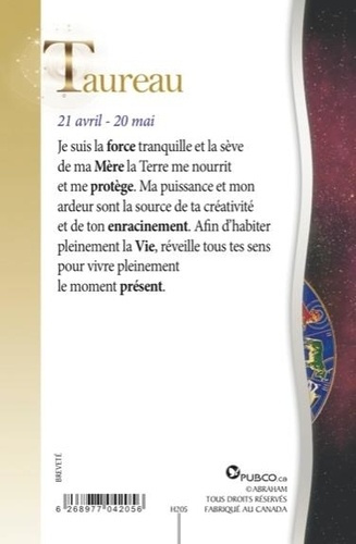 CARTE ZODIAQUE - TAUREAU