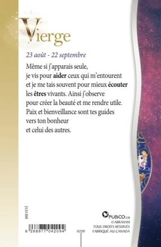CARTE ZODIAQUE - VIERGE