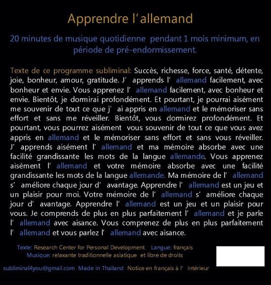 PROGRAMME SUBLIMINAL AUDIO - APPRENDRE L'ALLEMAND