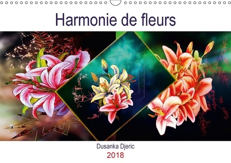HARMONIE DE FLEURS CALENDRIER MURAL 2018 DIN A3 HORIZONTAL - DESSINS AUX CRAYONS DE COULEUR