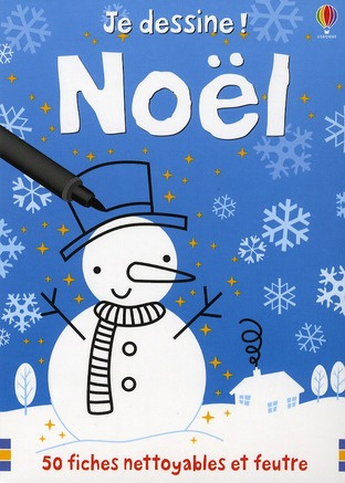 Noël. 50 fiches nettoyables et feutre