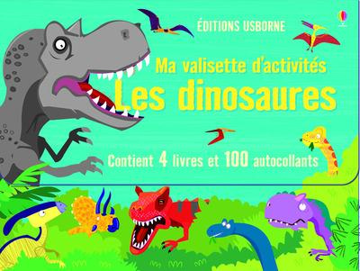 Ma valisette d'activités les dinosaures. Contient 4 livres et 100 autocollants