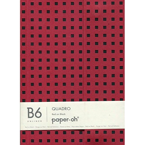 Carnet Quadro Rouge sur Noir B6 Non-ligné