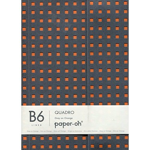 Carnet Quadro Gris sur Orange B6 Ligné