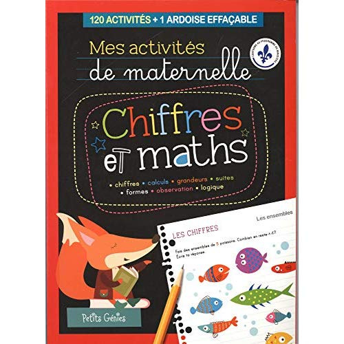 Chiffres et maths. 120 activités   1 ardoise effaçable