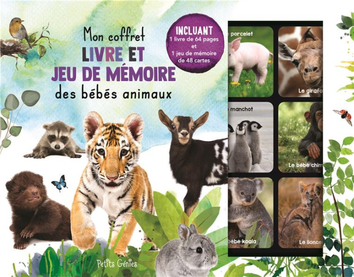 Mon coffret livre et jeu de mémoire des bébés animaux. Avec 1 jeu de mémoire de 48 cartes