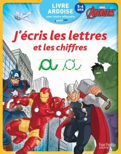 J'écris les lettres et les chiffres. Livre ardoise Marvel Avengers avec feutre effaçable