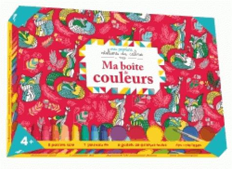 Ma boîte de couleurs / 8 pastels soie, 1 pinceau fin, 6 godets de peinture feutre, des coloriages