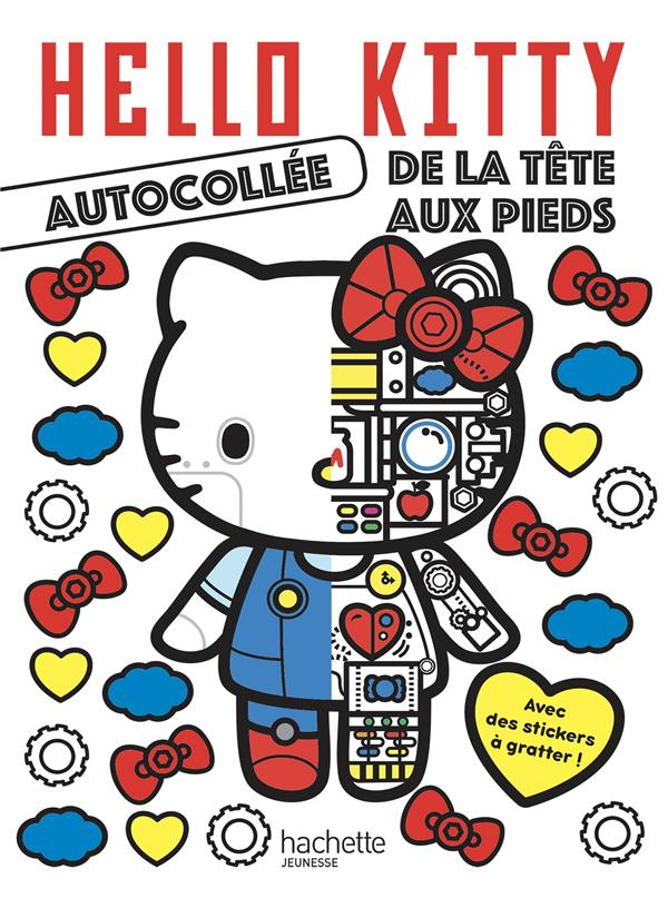Hello Kitty autocollée de la tête aux pieds. Avec des stickers à gratter !