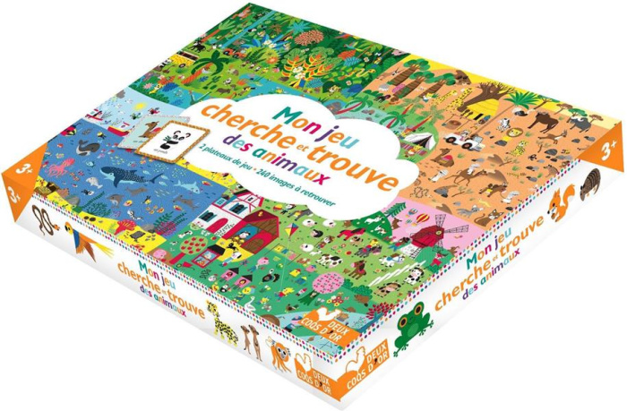 MON JEU CHERCHE ET TROUVE DES ANIMAUX - COFFRET AVEC PLATEAU ET CARTES