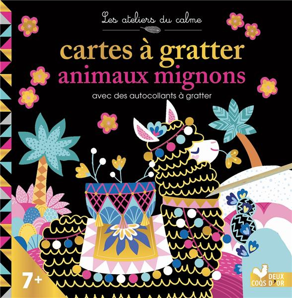 Cartes à gratter animaux mignons. 10 cartes à gratter, 4 planches de stickers dont 2 à gratter et 1
