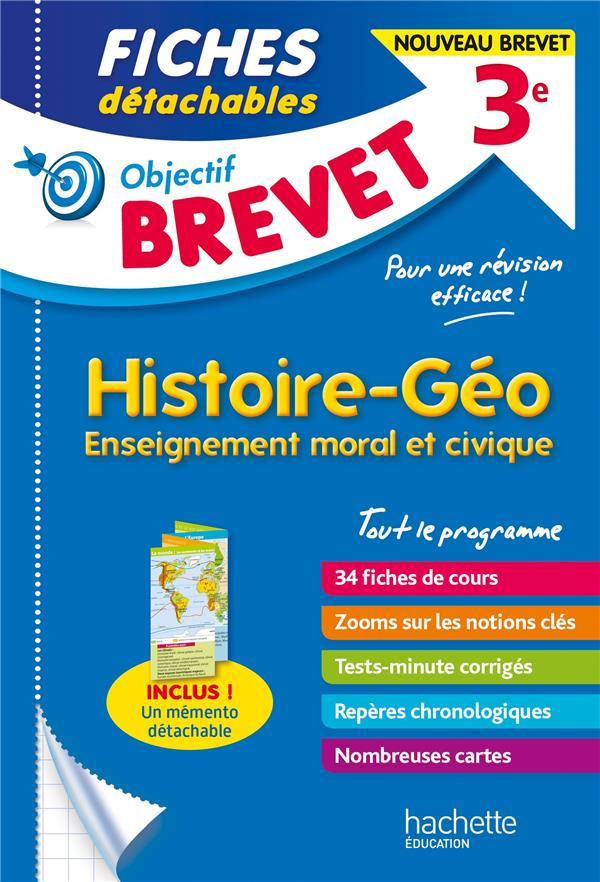 Histoire-Géo-Enseignement moral et civique 3e. Fiches détachables