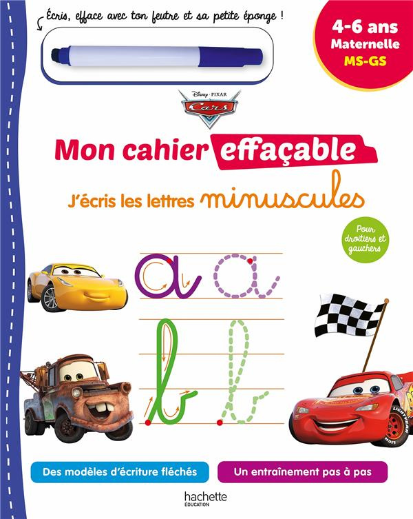 J'écris les lettres minuscules Disney Pixar Cars. Maternelle MS, GS. Avec un feutre effaçable