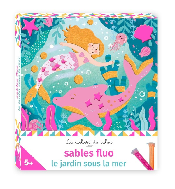 Sables fluo, le jardin sous la mer. Avec 3 tableaux à décorer, 1 stylet en bois, 2 tubes de sable fl